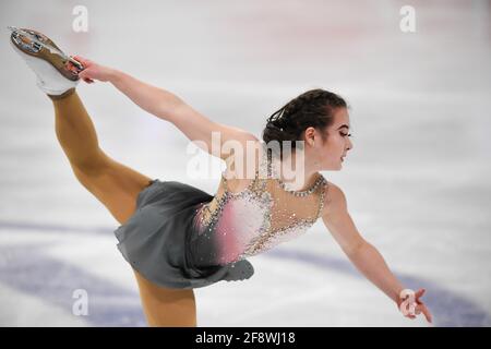 Emily BAUSBACK PEUT, pendant le programme Dames Short aux Championnats du monde de patinage artistique 2021 de l'UIP à Ericsson Globe, le 24 mars 2021 à Stockholm, en Suède. (Photo de Raniero Corbelletti/AFLO) Banque D'Images