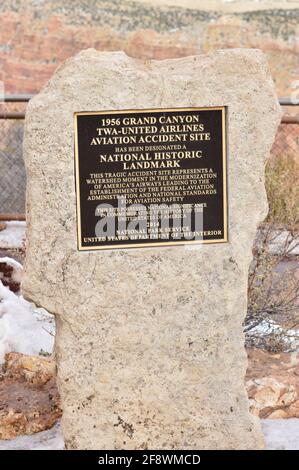 1956 marqueur d'accident de compagnie aérienne, Grand Canyon Banque D'Images