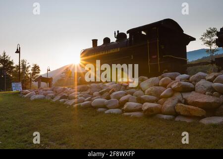 La locomotive-citerne porter de 50 tonnes de la branche est et du chemin de fer Lincoln le N° 3 exposé à Loon Mountain le long de l'autoroute Kancamagus. Banque D'Images