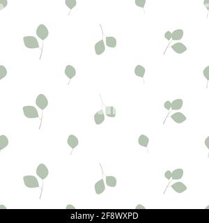 Feuilles et branches d'eucalyptus illustration vectorielle motif sans couture sur blanc arrière-plan Illustration de Vecteur