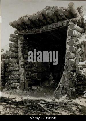 Articles d'alarme à gaz dans la tranchée de la 16e Compagnie du Régiment d'infanterie bosniaque-Herzégovine L, 9.1.1917. Banque D'Images