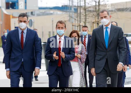 Getafe, Espagne. 15 2021 avril : le roi espagnol Felipe VI et le président espagnol Pedro Sanchez lors de l'inauguration d'Airbus : camp de défense et d'espace à Getafe (Madrid), le jeudi 15 avril 2021. Credit: CORMON PRESSE/Alamy Live News Banque D'Images