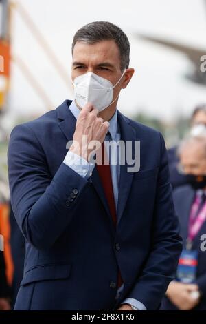 Getafe, Espagne. Avril 15 2021: Espagne le Président Pedro Sanchez lors de l'inauguration d'Airbus: Camp de défense et d'espace à Getafe (Madrid), le jeudi 15 avril 2021. Credit: CORMON PRESSE/Alamy Live News Banque D'Images