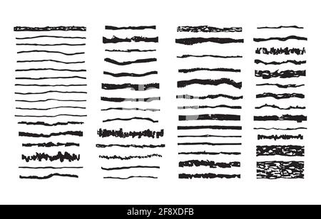 Jeu de brosses dessinées à la main. Des éléments pour votre conception. Lignes décoratives. Illustration de Vecteur