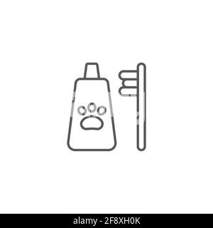 Icône hygiène dentaire pour animaux de compagnie isolée sur fond blanc. Brosse à dents et dentifrice. Nettoyage des dents. Vecteur Illustration de Vecteur