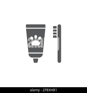 Icône hygiène dentaire pour animaux de compagnie isolée sur fond blanc. Brosse à dents et dentifrice. Nettoyage des dents. Vecteur Illustration de Vecteur