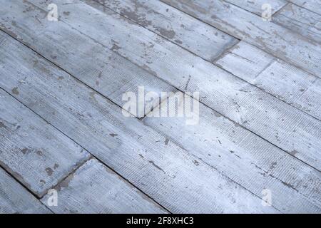 Plancher peint vieux et miteux. Arrière-plan de texture de planches en bois. Banque D'Images