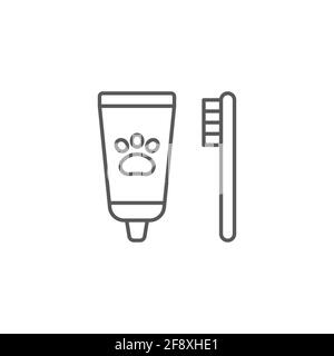 Icône hygiène dentaire pour animaux de compagnie isolée sur fond blanc. Brosse à dents et dentifrice. Nettoyage des dents. Vecteur Illustration de Vecteur