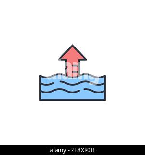 Icône d'élévation du niveau d'eau isolée sur fond blanc. Vecteur Illustration de Vecteur