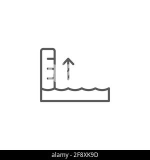 Icône d'élévation du niveau d'eau isolée sur fond blanc. Vecteur Illustration de Vecteur