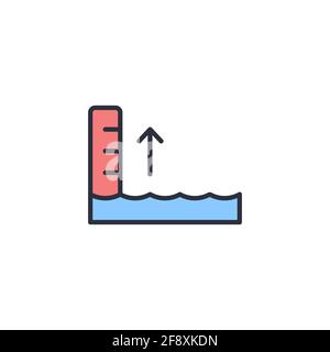 Icône d'élévation du niveau d'eau isolée sur fond blanc. Vecteur Illustration de Vecteur