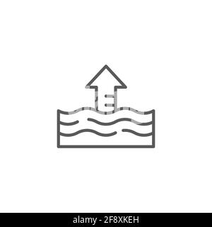 Icône d'élévation du niveau d'eau isolée sur fond blanc. Vecteur Illustration de Vecteur