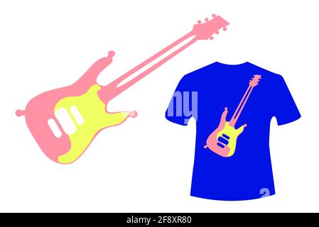 Design du logo de la marque Guitar - design du modèle de logo de marque de musique - musicien logo t shirt design vectoriel Banque D'Images