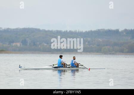 Stefano Oppo et Pietro Ruta de l'Italie se disputent dans le Poids léger Double Sculpls demi-fénal A/B 1 le jour 2 Aux Championnats d'Europe d'aviron en Banque D'Images