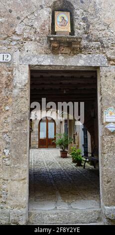 Allée pavée pittoresque à Erice, Sicile, Italie Banque D'Images