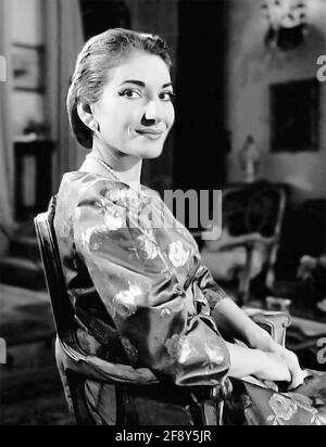 Maria Callas. Portrait de la chanteuse d'opéra grecque d'origine américaine Maria Callas (1923-1977), publicité tirée de l'émission télévisée 'Mall World', 1958 Banque D'Images