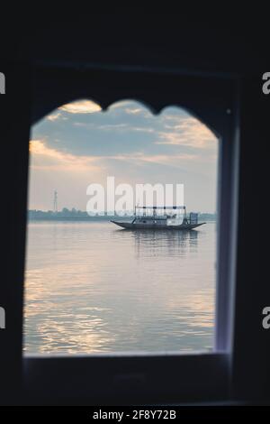 Fenêtre du bateau, Sunderbans, Bengale-Occidental, Inde Banque D'Images