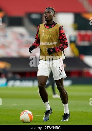 Manchester, Royaume-Uni. 15 avril 2021. Paul Pogba de Manchester United lors du match de l'UEFA Europa League à Old Trafford, Manchester. Le crédit photo devrait se lire: Andrew Yates/Sportimage crédit: Sportimage/Alay Live News Banque D'Images