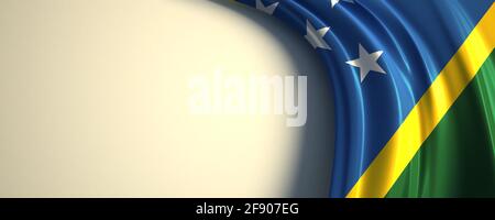 Drapeau des îles Salomon. illustration 3d du drapeau national agité avec un espace de copie. Drapeau des pays du Pacifique Sud. Banque D'Images