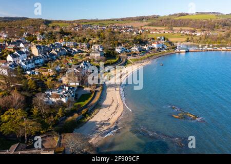 Vue aérienne de drone d'Aberdour, Fife , Écosse, Royaume-Uni Banque D'Images