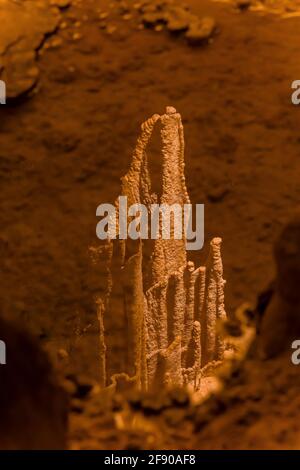 Réflexions de stalactites dans une piscine le long de Big Room Trail dans un profond souterrain dans le parc national de Carlsbad Caverns, Nouveau-Mexique, États-Unis Banque D'Images