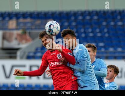 Stade Randers, Randers, Danemark. 15 avril 2021. Patrick Mortensen, du GF d'Aarhus, lors de l'Aarhus BK, sur le stade Randers, à Randers, au Danemark. Kim Price/CSM/Alamy Live News Banque D'Images