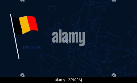 illustration vectorielle de la carte de la belgique sur l'europe. Carte de haute qualité Europe avec frontières des régions sur fond sombre avec drapeau national. Illustration de Vecteur