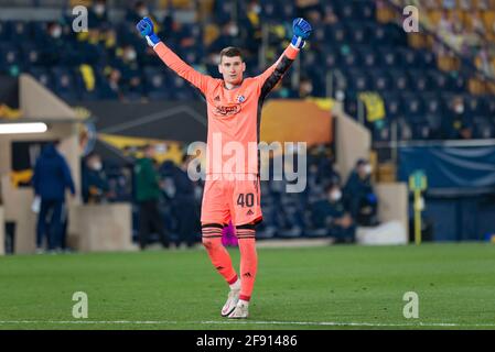 Villarreal, Espagne. 15 avril 2021. Dominik Livakovic de Dinamo Zagreb vu lors de l'UEFA Europa League Quarter final second Leg match entre Villarreal et Dinamo Zagreb à Estadio de la Ceramica.(final score; Villareal CF 2:1 Dinamo Zagreb) (photo de Xisco Navarro/SOPA Images/Sipa USA) Credit: SIPA USA/Alay Live News Banque D'Images