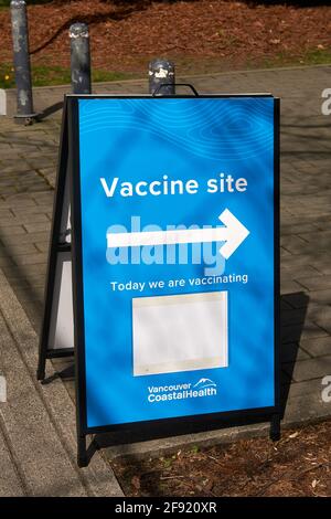 Signature du site de vaccination COVID-19 à Vancouver, Colombie-Britannique, Canada Banque D'Images