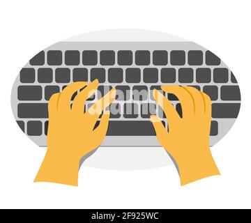 Mains humaines tapez le clavier. Illustration de Vecteur