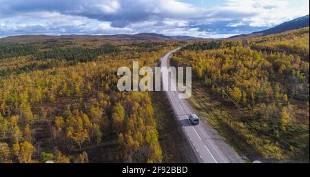 Campeur en automne Lappland 01 Banque D'Images