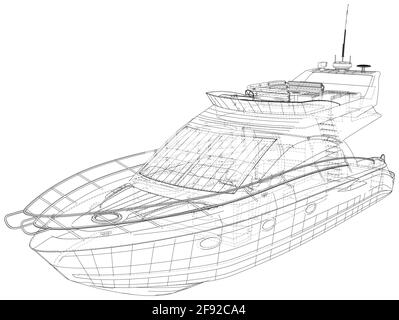 Vectorisation Yacht. Yacht à moteur à châssis métallique. Format EPS10. Vecteur créé de la 3d Illustration de Vecteur