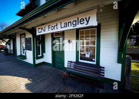 Gare historique de fort Langley CN Banque D'Images