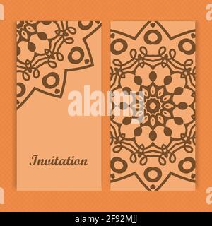 Mandala carte d'invitation design.modèle de carte florale design.carte d'invitation à la date ornée. Illustration de Vecteur