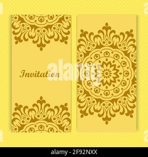 Mandala carte d'invitation design.modèle de carte florale design.carte d'invitation à la date ornée. Illustration de Vecteur