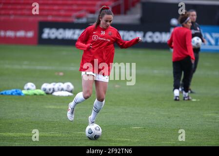 Le défenseur du Portland Thorns FC Meaghan Nally (39 ans) avant un match de la NWSL au Seat Geek Stadium, jeudi avril. 15 janvier 2021, à Bridgeview, Illinois. Portland a battu Chicago 1-0 (Melissa Tamez/image of Sport) Banque D'Images