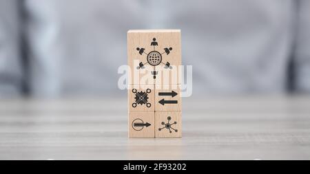 Wooden blocks with symbol of bpo concept Banque D'Images