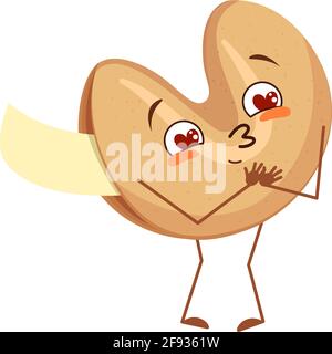Mignon chinois fortune cookies caractère tombe amoureux des yeux coeurs, des bras et des jambes. Le héros drôle ou souriant, les bonbons festifs Illustration de Vecteur