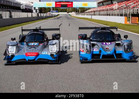 37 Coigny Alexandre (che), Lapierre Nicolas (fra), Borga Antonin (che), Cool Racing, Oreca 07 - Gibson et 19 Maulini Nicolas (che), Bell Matthew (gbr), Kruetten Niklas (deu), Cool Racing, Ligier JS P320 - Nissan, pendant les 2021 4 heures de Barcelone, ambiance 1er tour de la série européenne le Mans 2021, du 15 au 17 avril 2021 sur le circuit de Barcelone-Catalunya, à Montmelo, près de Barcelone, Espagne - photo Xavi Bonilla / DPPI Banque D'Images