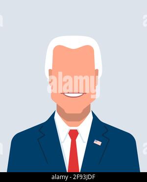Portrait politique souriant. Illustration d'avatar de dessin animé vectoriel plat. Illustration de Vecteur