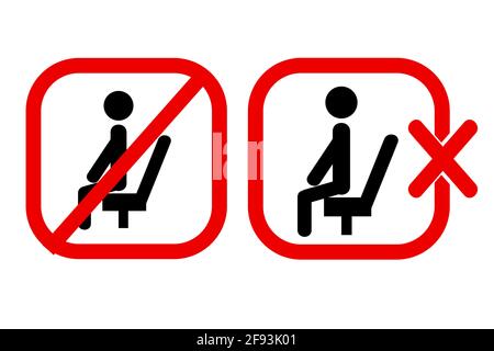 Vecteur simple signe d'interdiction, ne pas s'asseoir ici, isolé sur blanc Illustration de Vecteur