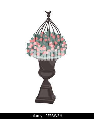pots de jardin pour fleurs. Décoration de jardin. Fleurs dans un pot. Belle disposition de fleurs. Vase de rue. Illustration vectorielle Illustration de Vecteur