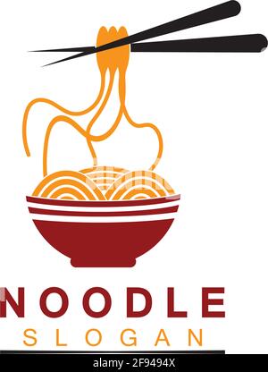 Logo de nouilles Vector icône modèle de conception de la lustration.adapté à toutes les affaires liées au ramen, nouilles, fast-food restaurants, cuisine coréenne, japonais Illustration de Vecteur