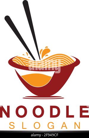 Logo de nouilles Vector icône modèle de conception de la lustration.adapté à toutes les affaires liées au ramen, nouilles, fast-food restaurants, cuisine coréenne, japonais Illustration de Vecteur