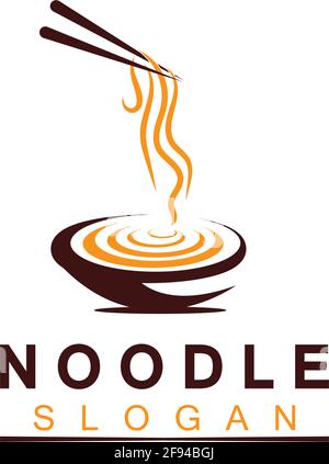 Logo de nouilles Vector icône modèle de conception de la lustration.adapté à toutes les affaires liées au ramen, nouilles, fast-food restaurants, cuisine coréenne, japonais Illustration de Vecteur