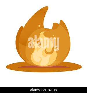 Feu de camp avec des lumières et des étincelles. Illustration d'un clipart jaune Fire Flat Vector. Élément de conception à flamme rouge-orange chaude. Campfire simple icône vecteur Illustration de Vecteur