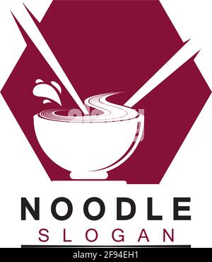 Logo de nouilles Vector icône modèle de conception de la lustration.adapté à toutes les affaires liées au ramen, nouilles, fast-food restaurants, cuisine coréenne, japonais Illustration de Vecteur