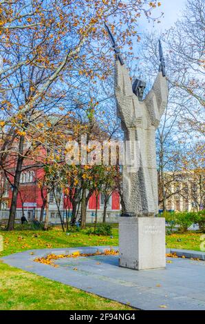 Statue de saint kliment ohridski à Sofia, Bulgarie Banque D'Images