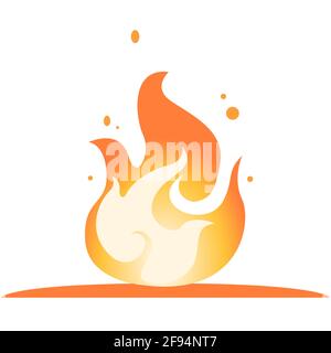 Feu de camp avec des lumières et des étincelles. Illustration d'un clipart jaune Fire Flat Vector. Élément de conception à flamme rouge-orange chaude. Campfire simple icône vecteur Illustration de Vecteur