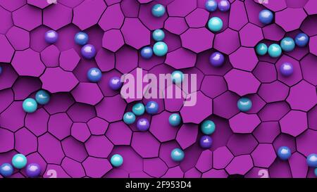 Mosaïque géométrique abstraite de couleur rose. Arrière-plan futuriste. Rendu 3d Banque D'Images